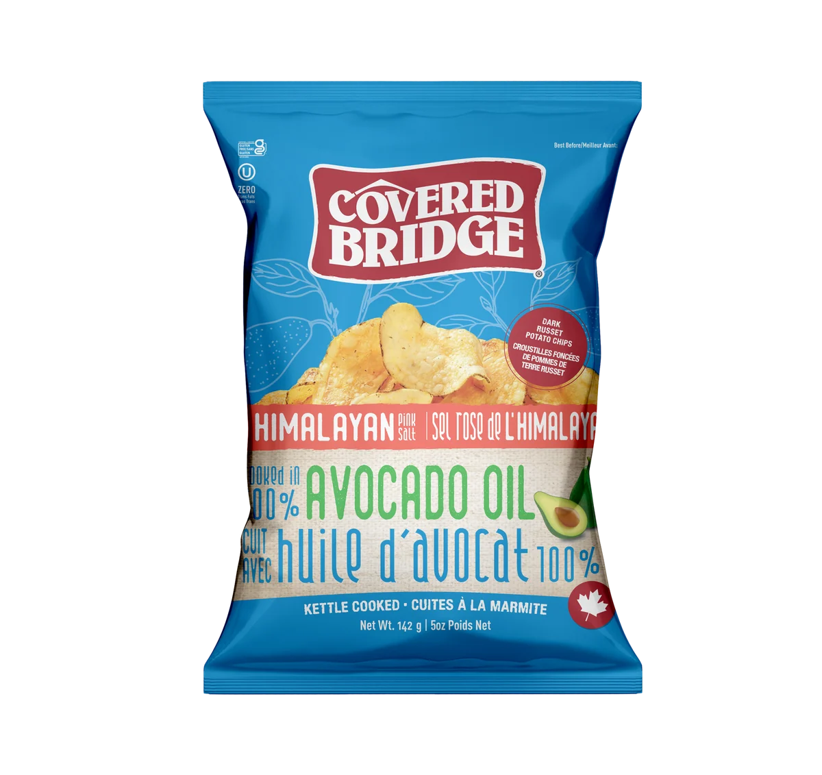 Covered Bridge Potato Chips - Avocado Oil W/ Himalayan Pink Salt - 12 x 142g