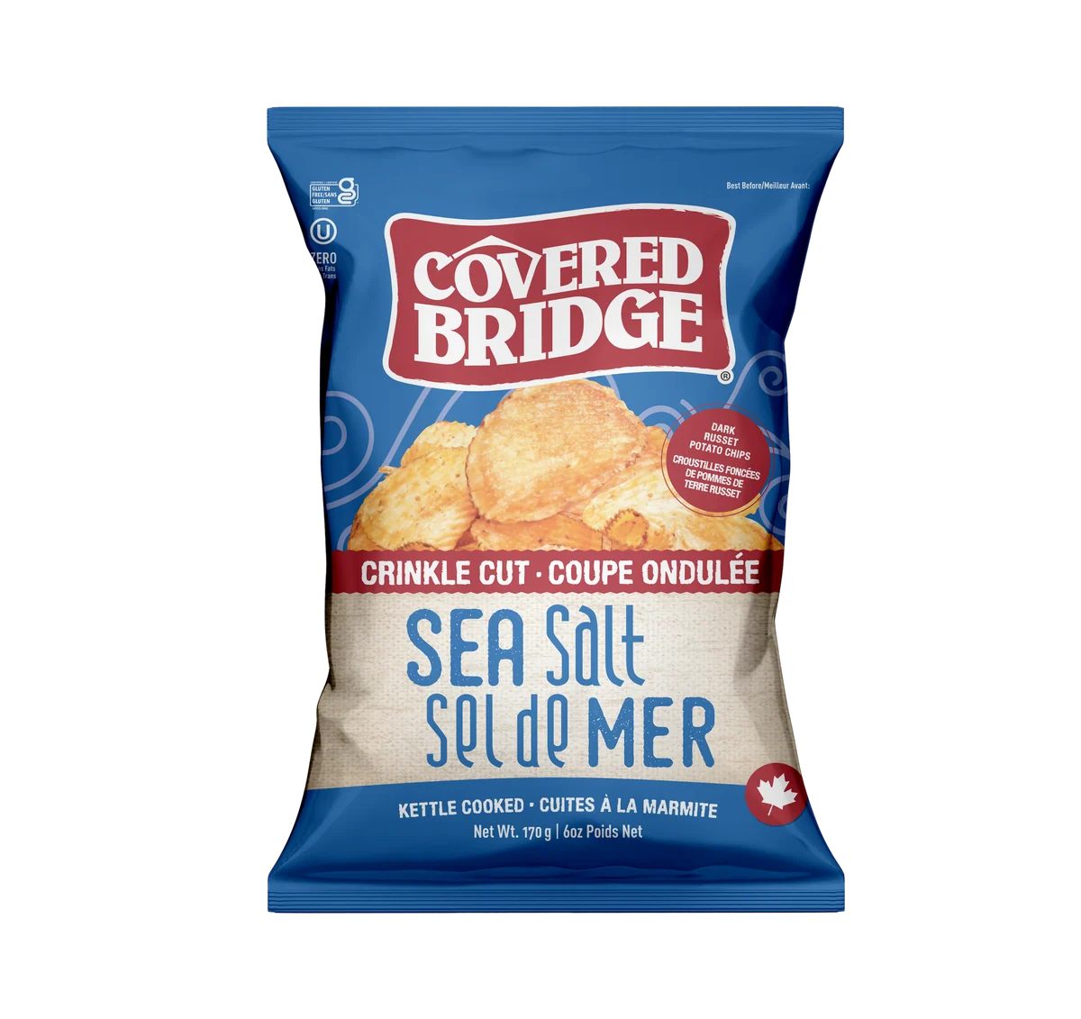 Covered Bridge Potato Chips - Sea Salt - Crinkle Cut - 12 x 170g