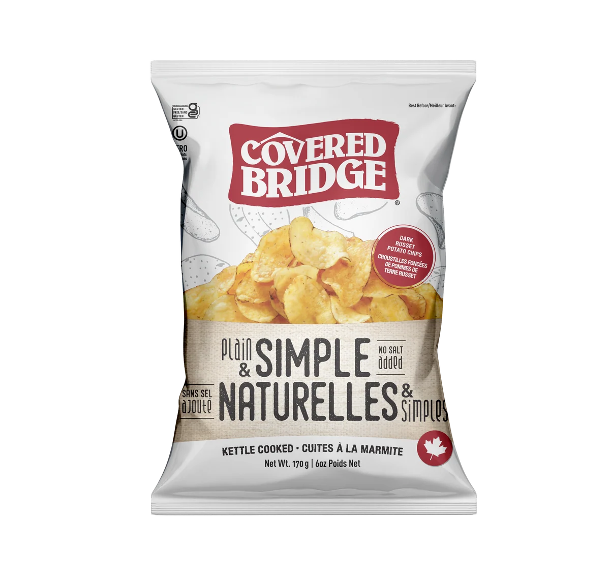 Covered Bridge Potato Chips - Plain & Simple - 12 x 170g