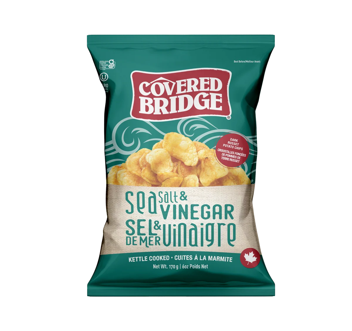 Covered Bridge Potato Chips - Sea Salt & Vinegar - 12 x 170g