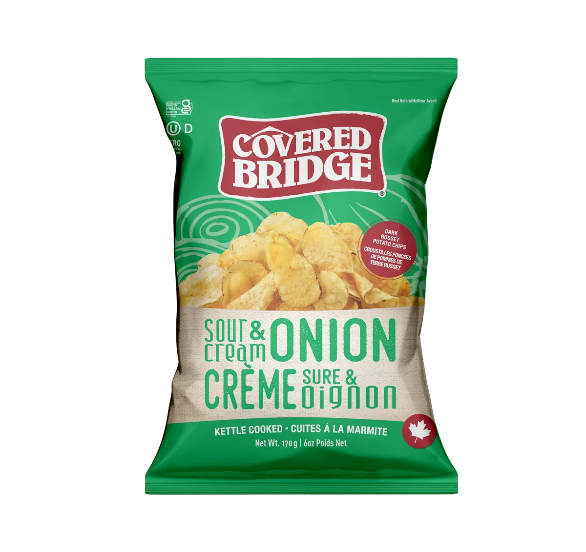 Covered Bridge Potato Chips - Sour Cream & Onion - 12 x 170g