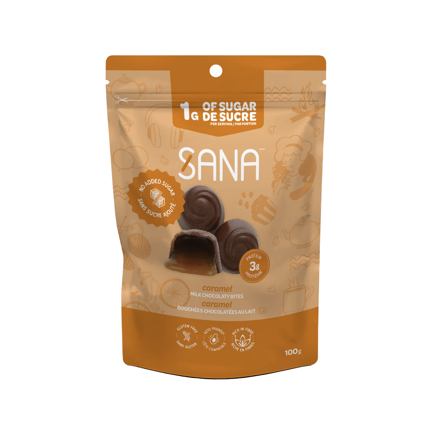 Sana Sweet Life Sana Bites 6x100G Flavour: Milk Chocolaty Caramel
Container Size: 100 g Case of 6