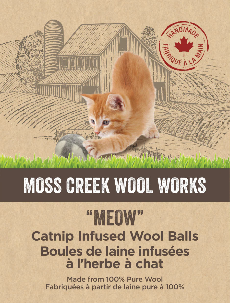 MOSS CREEK WOOL WORKS Meow Catnip Infused Wool Balls 2pk
