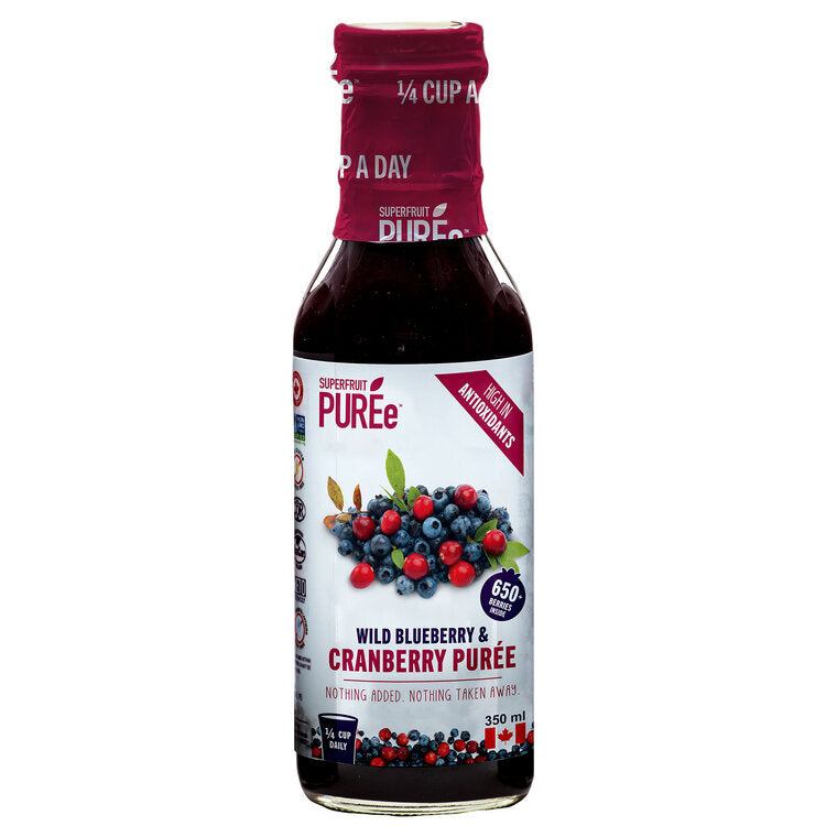 SUPERFRUIT PUREe CRANBERRY & Wild Blueberry Purée 350 ml Glass bottle