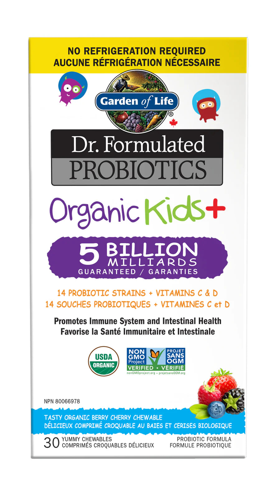 Garden of Life - Dr. F Organic Kids+ Chewable 5-B SS (Berry Cherry) - 30 CT