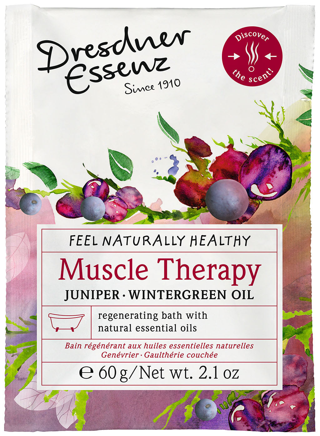 DRESDNER ESSENZ BATH POWDER, MUSCLE THERAPY, JUNIPER/ROSEMARY 60g x 12 sachets