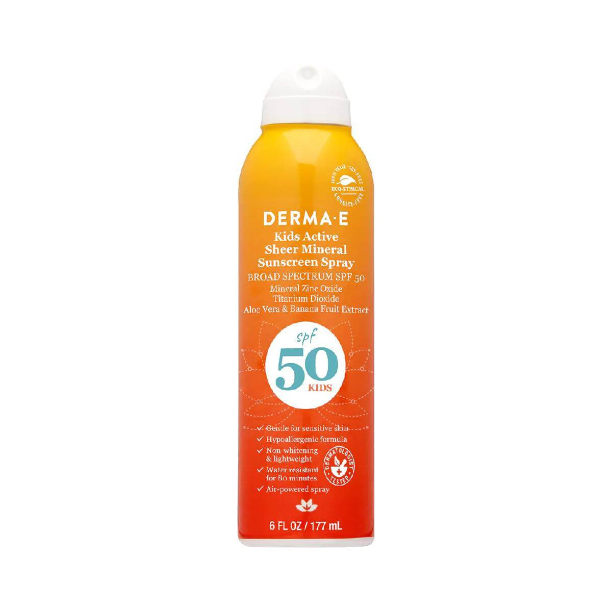 Derma E - Kids Active Sheer Mineral Sunscreen Spray SPF50 - 177 mL