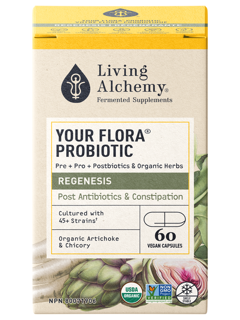 Living Alchemy Your Flora Probiotics REGENESIS: Slow Transit & Post Antibiotics 60caps