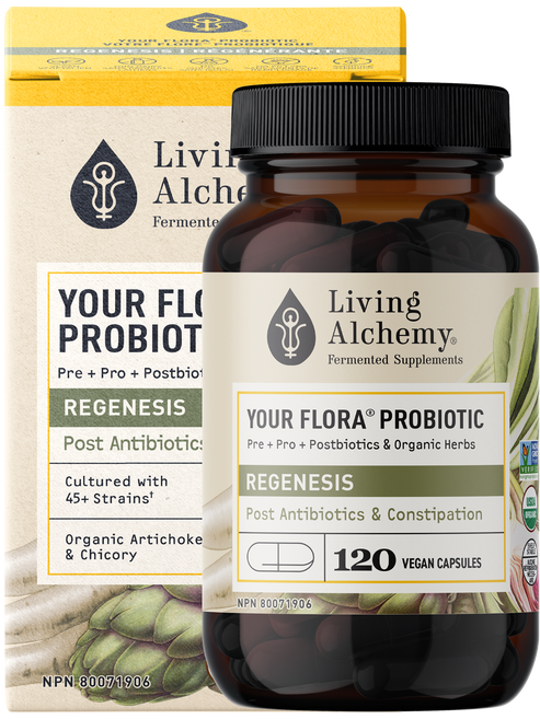 Living Alchemy Your Flora Probiotics REGENESIS: Slow Transit & Post Antibiotics 120caps