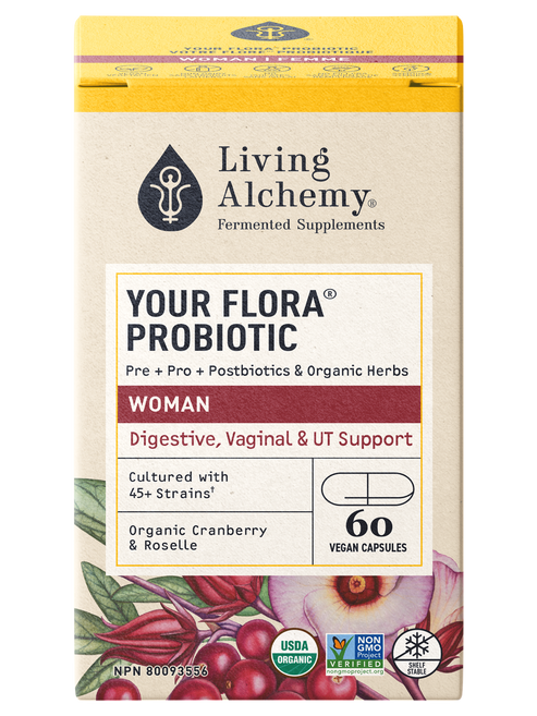 Living Alchemy Your Flora Probiotics WOMAN: Digestive, Vaginal & UT Balance 60caps