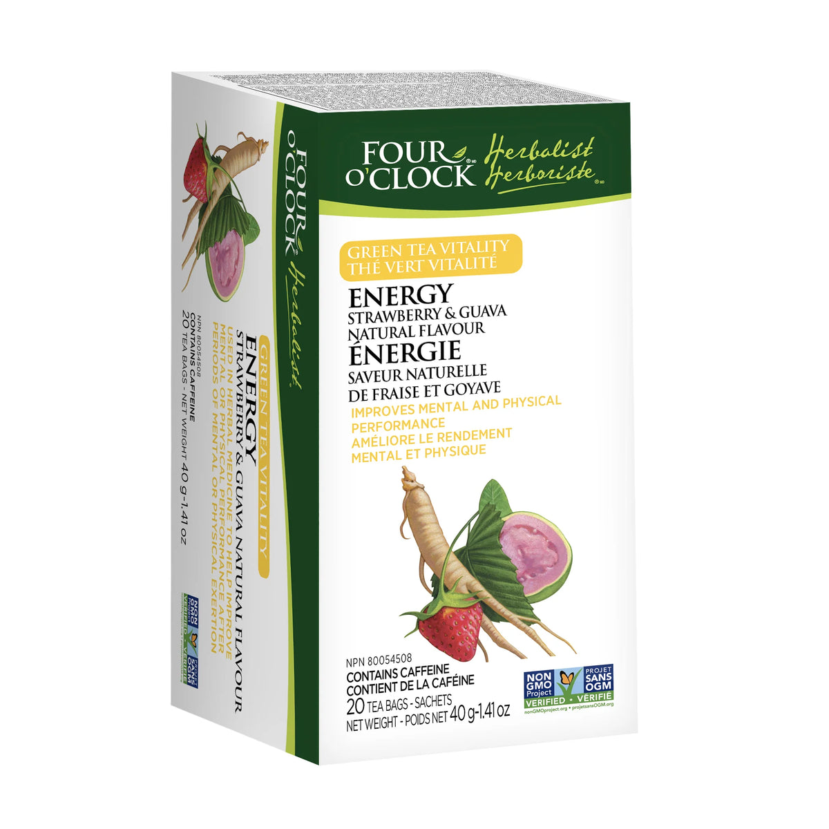 Four O'Clock - Energy Green Tea Straberry-Guava - 6 x 20bg
