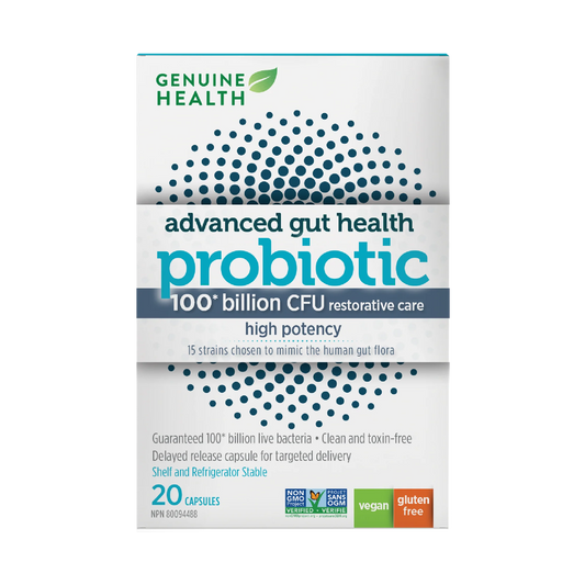 Genuin Health   advanced gut health probiotic 100 billion, 20 capsules