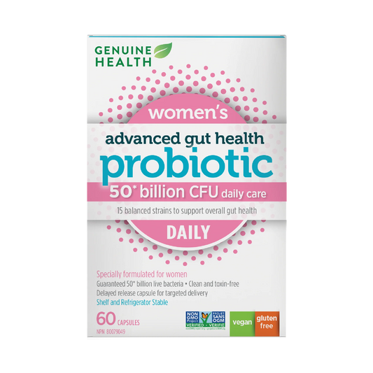 Genuin Health   advanced gut health probiotic women's daily 50 billion, 60 capsules