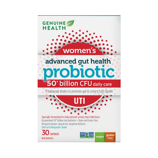 Genuine Health   advanced gut Health probiotic women's UTI 50 billion, 30 capsules
