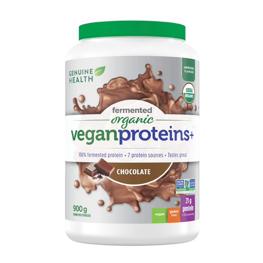 Genuin Health   fermented organic vegan proteins+ chocolate 29 servings