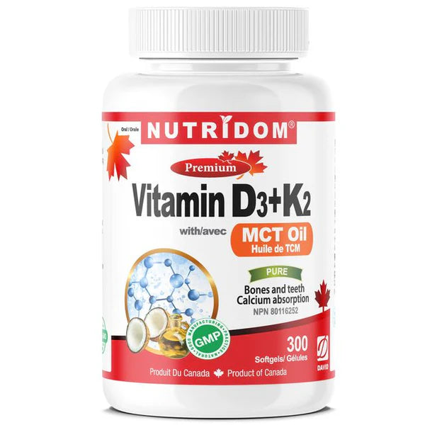 NUTRIDOM® Vitamin D3+K2 w/MCT oil 300 Softgels