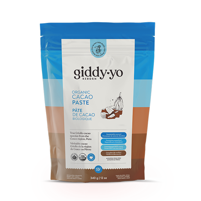 GIDDY-YO Cacao Paste - Organic Fairly Traded Peruvian Criollo - NEW SIZE 12 oz/ 340 g