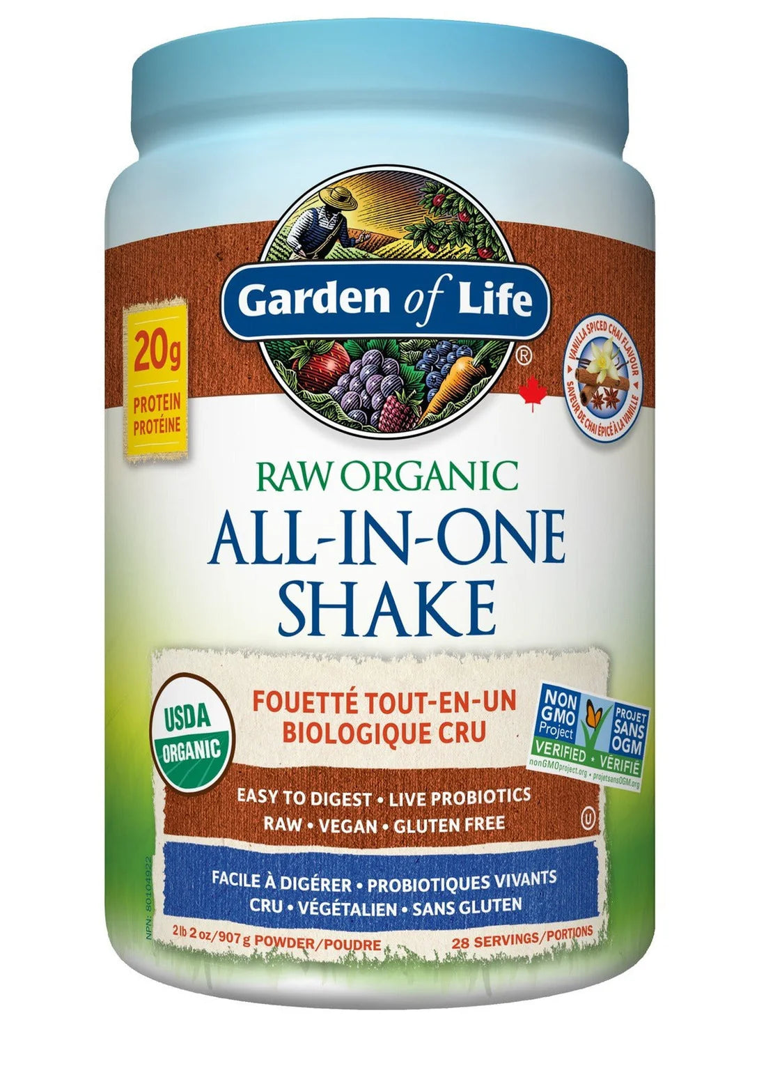 Garden of Life - Raw All-In- One - Vanilla Spiced Chai Powder