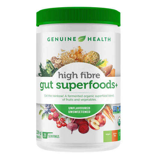 Genuin Health   high fibre gut superfoods+ unflavoured-unsweetened, 21 servings