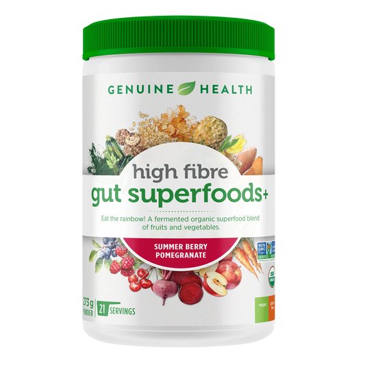 Genuin Health   high fibre gut superfoods+ summer berry pomegranate, 21 servings
