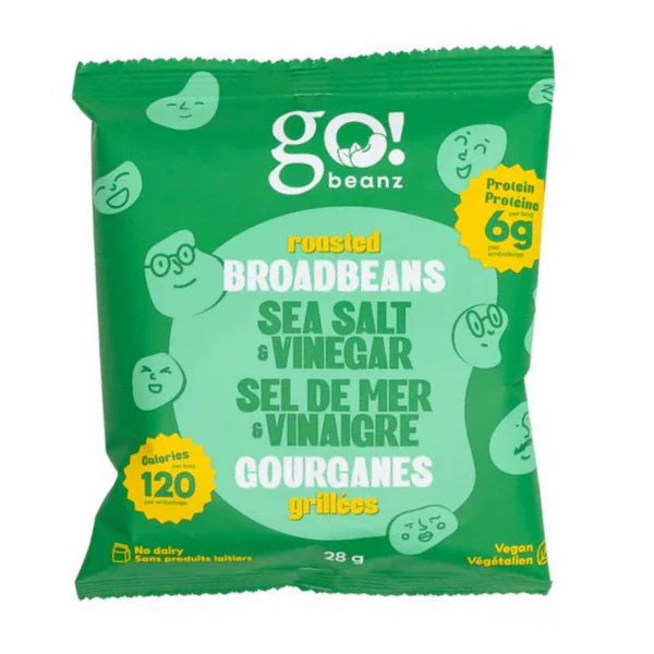 Go Nutrition by Jimmy Sévigny Go Nutrition Broad Beanz Flavour: Salt & Vinegar
Container Size: 28 g Pack of 24