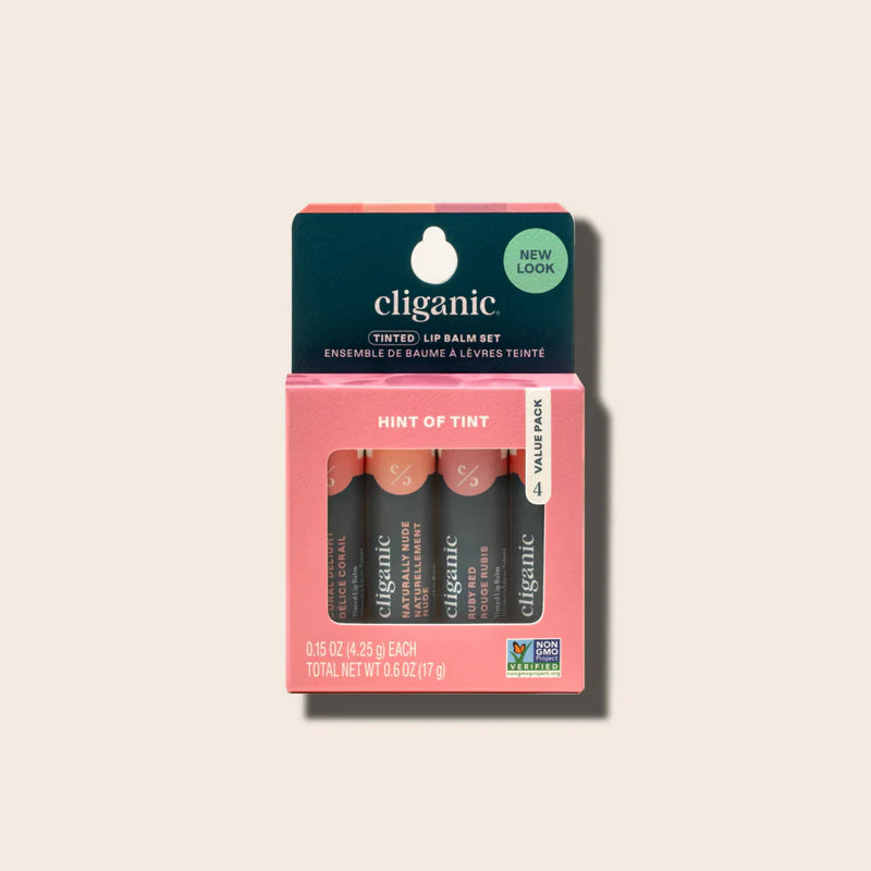 CLIGANIC Non-GMO Tinted Lip Balm, 4pk