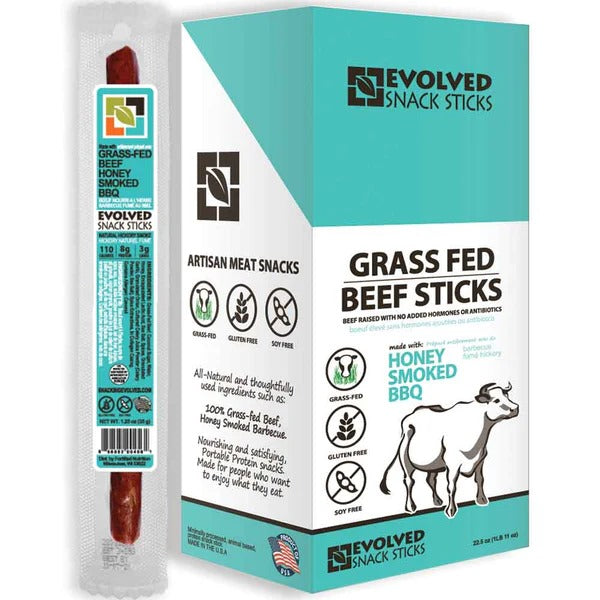 Evolved Snack Sticks Beef - Honey Smoked BBQ 18 x 33g