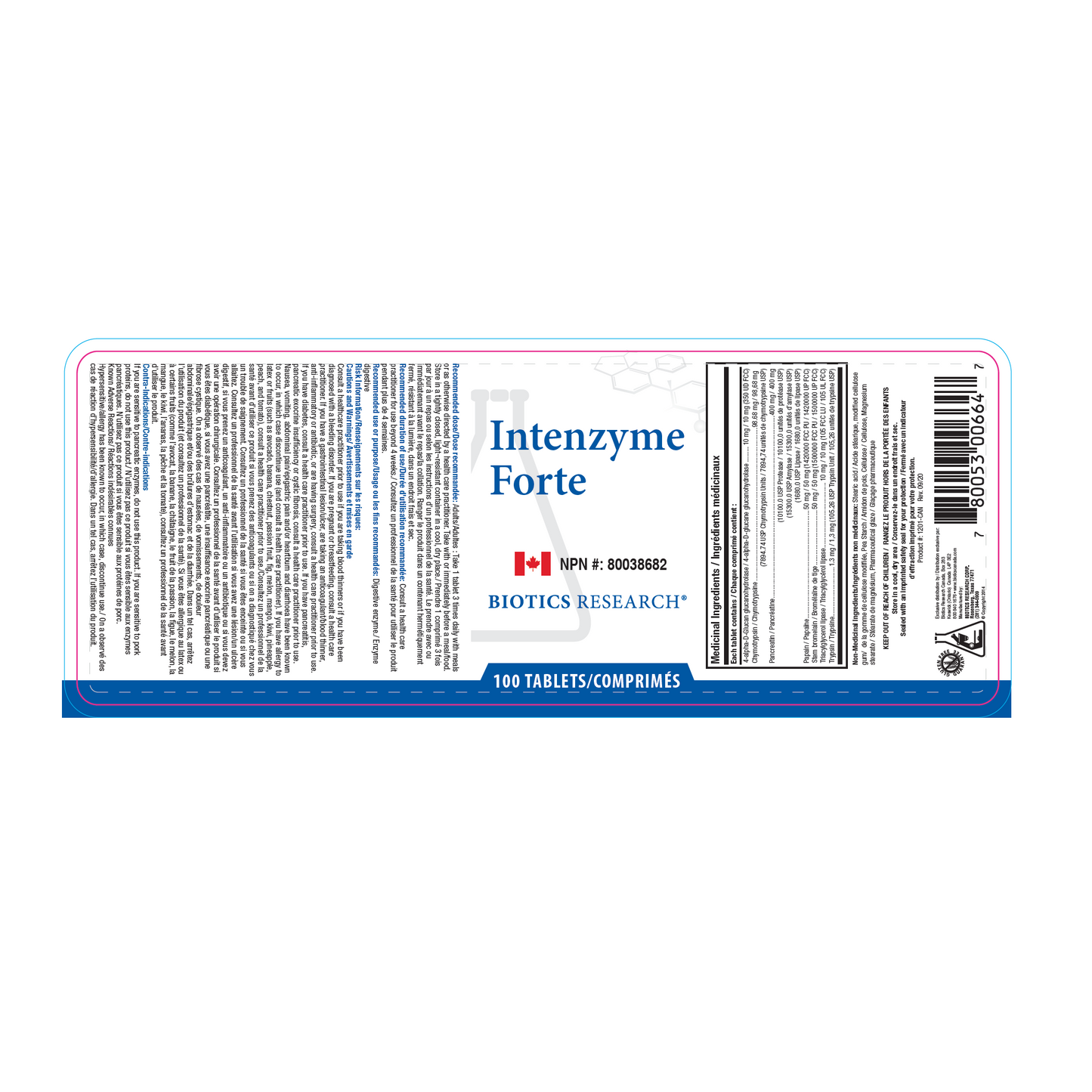Biotics Research - Intenzyme Forte - 100 tabs