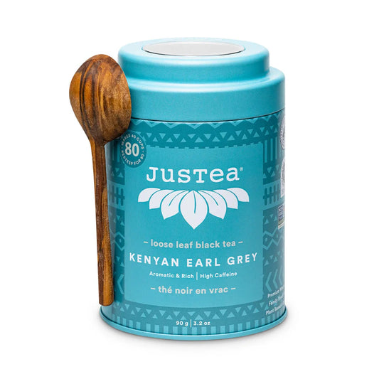 JUSTEA -  Kenyan Earl Grey  Black Tea,  Loose Leaf   (tin)    90g