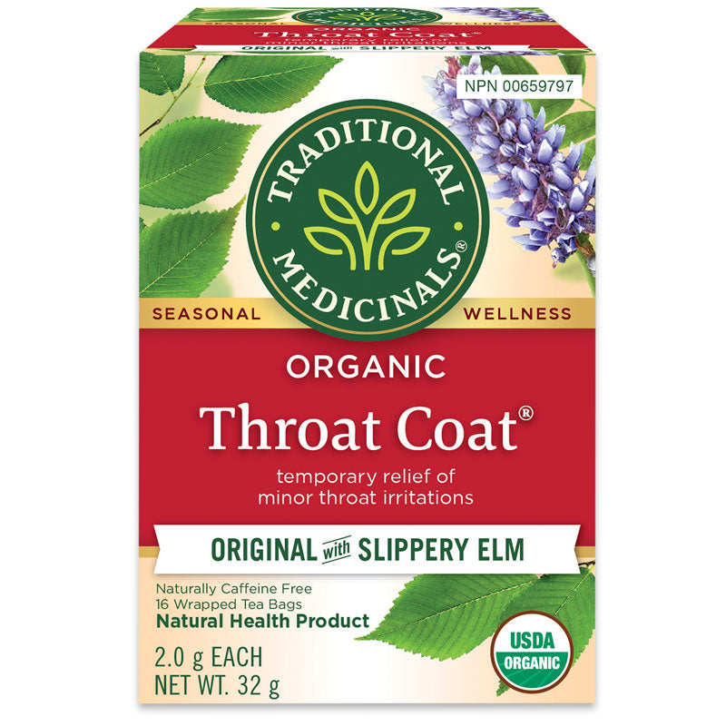 TRADITIONAL MEDICINALS Org Throat Coat Tea 16bg