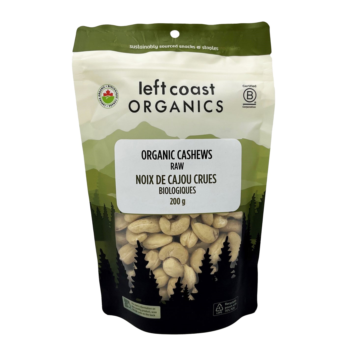 LEFT COAST Organic Raw Cashews 200g