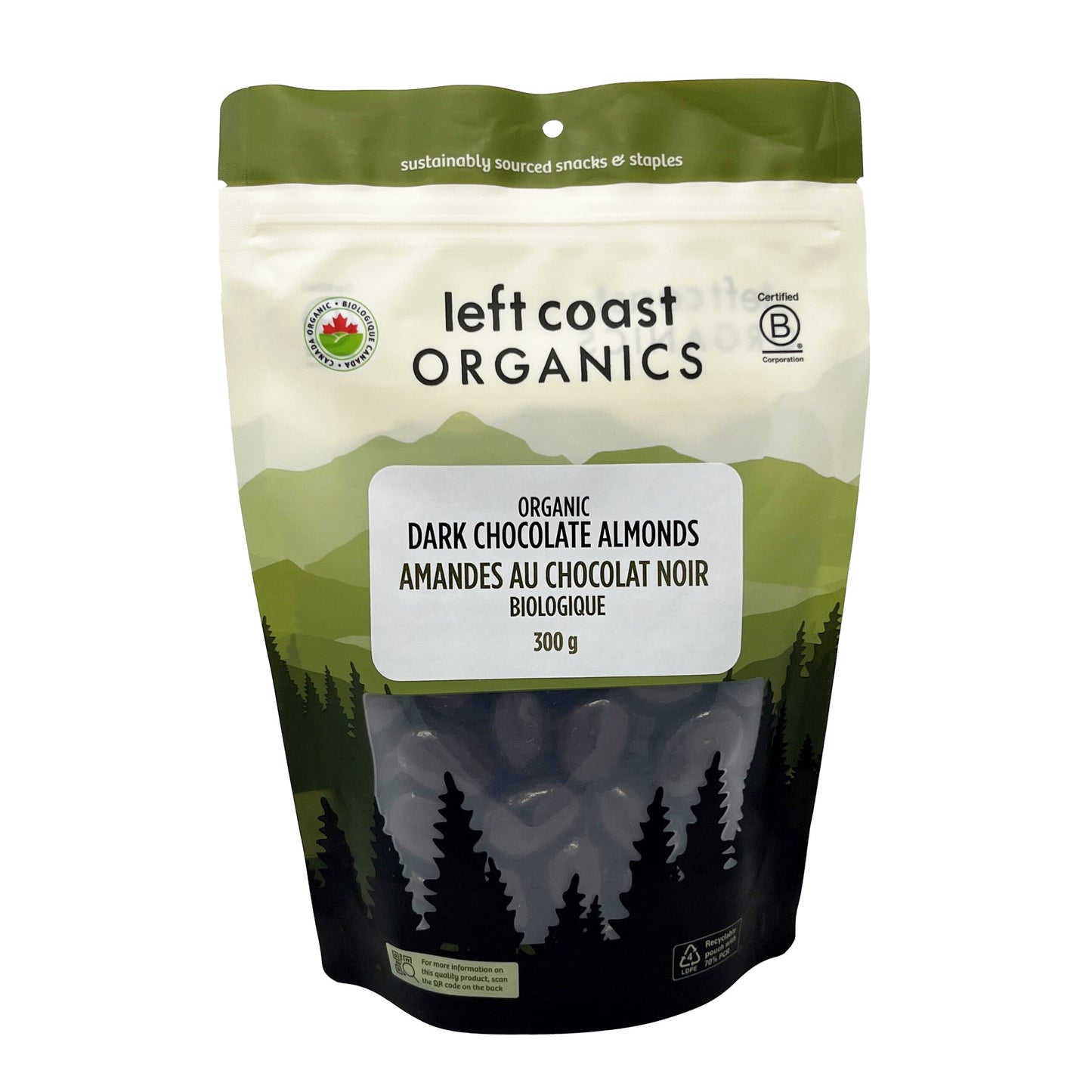 LEFT COAST Organic Dark Chocolate Almonds 300g
