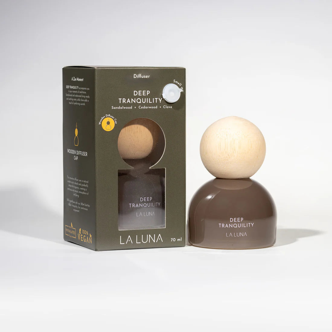 LA LUNA    Wooden Cap Diffuser and Oil Refill    Deep Tranquility 70mL