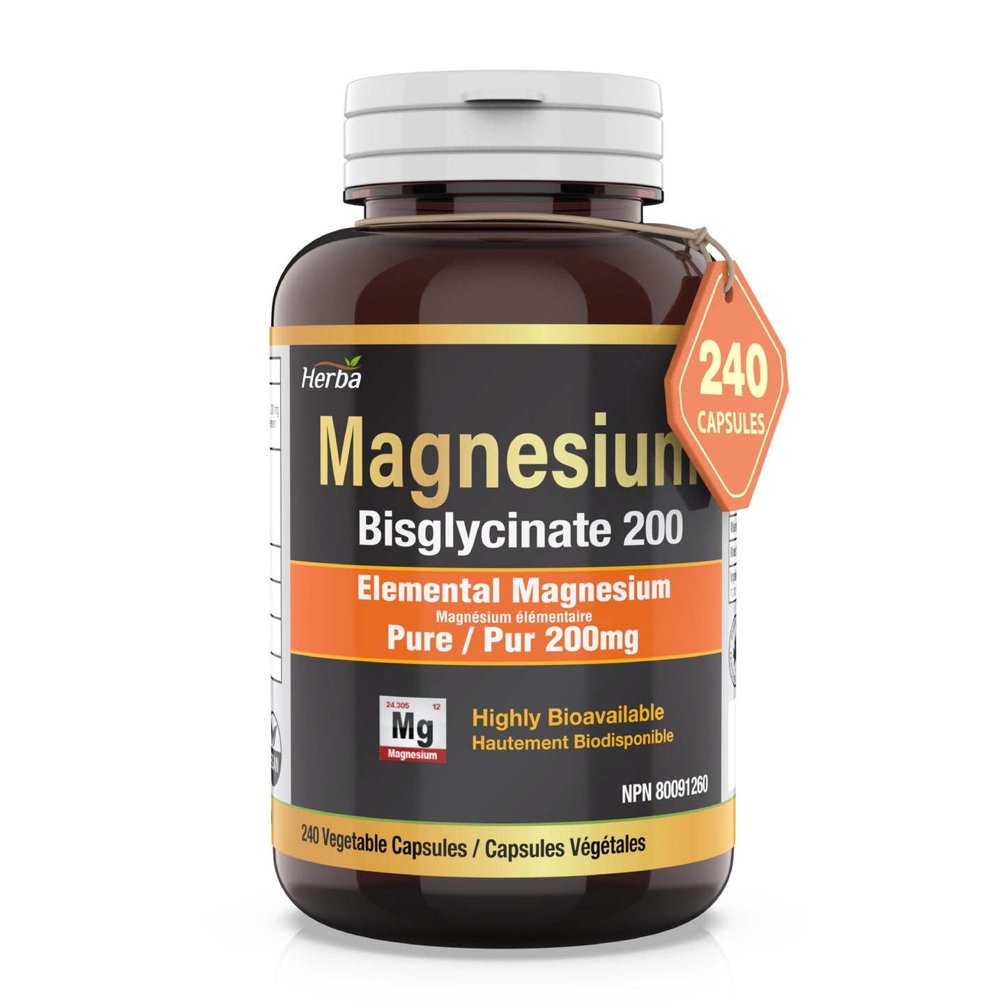 Herba Magnesium Bisglycinate 200mg - 240 Capsules