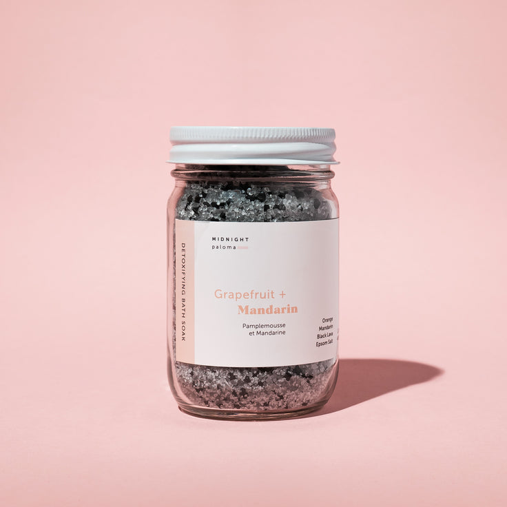 Midnight Paloma - Lavender + Chamomile Calming Bath Soak 12oz - Grapefruit + Mandarin Detoxifying Bath Soak 12oz