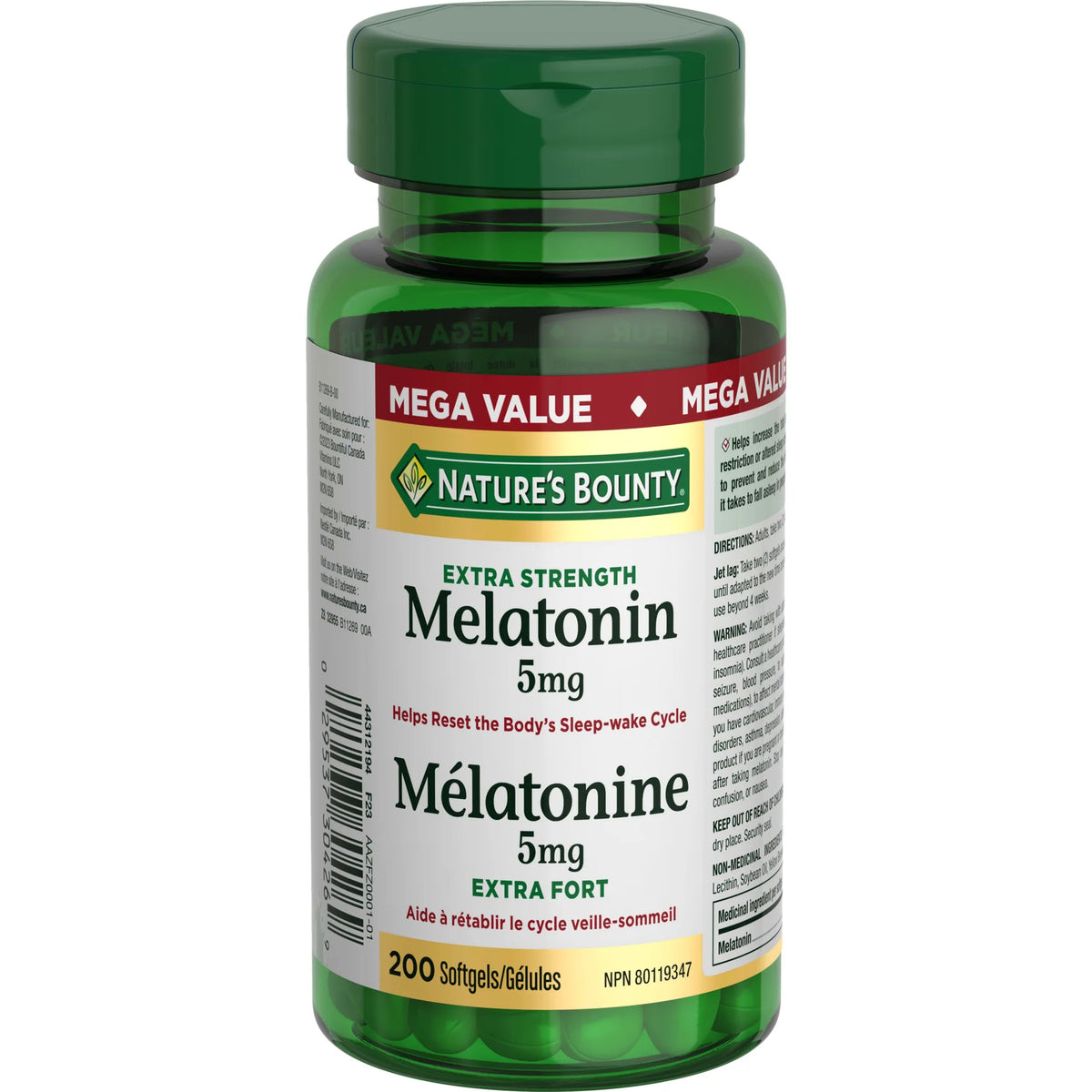 NATURE'S BOUNTY MELATONIN MEGA SOFTGEL 5MG 200 CAPSULE