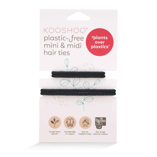 Kooshoo - Plastic-free Mini & Midi Hair Ties - Black