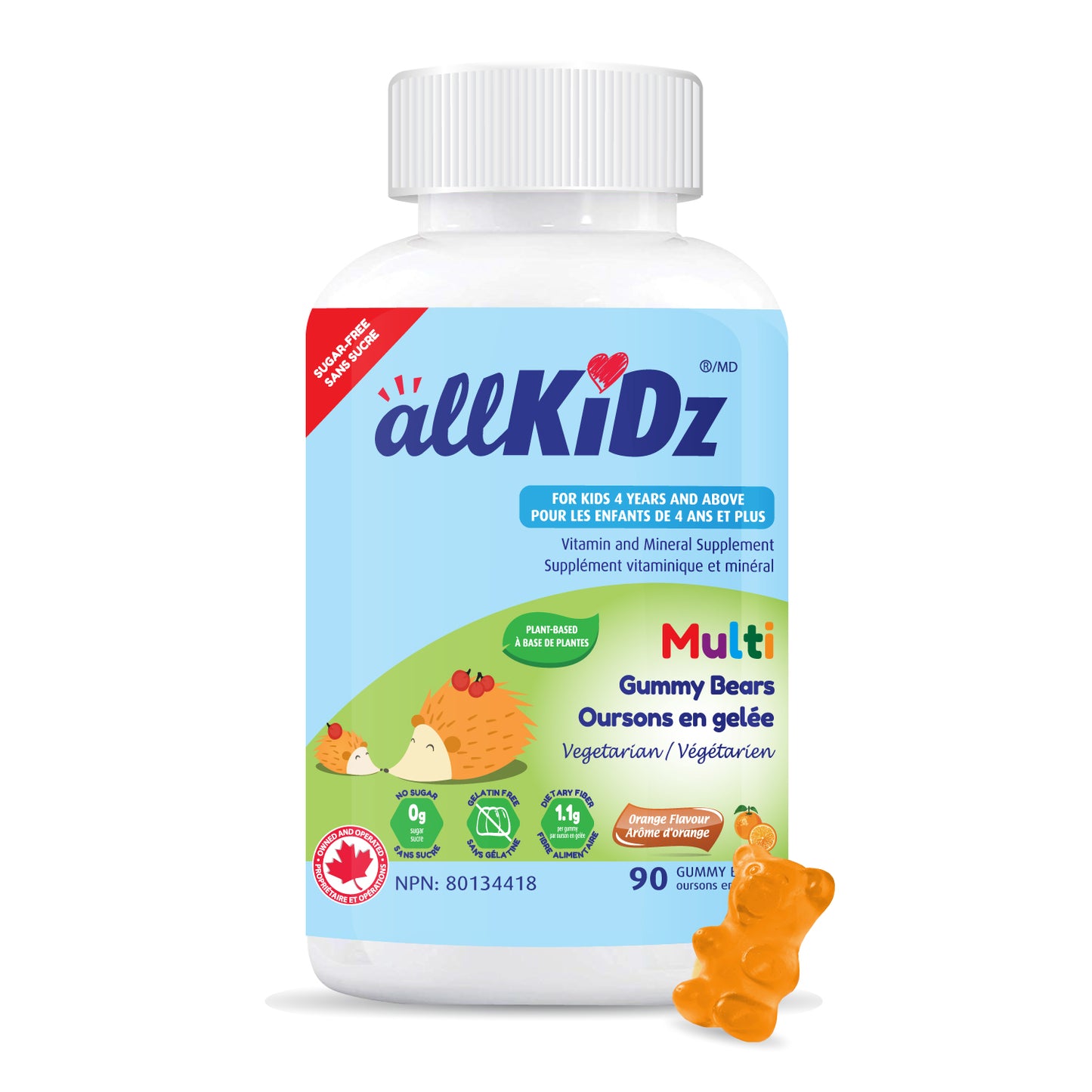 ALLKIDZ Multi Gummy Bears (Veg/Sugar Free) 90 Gummies