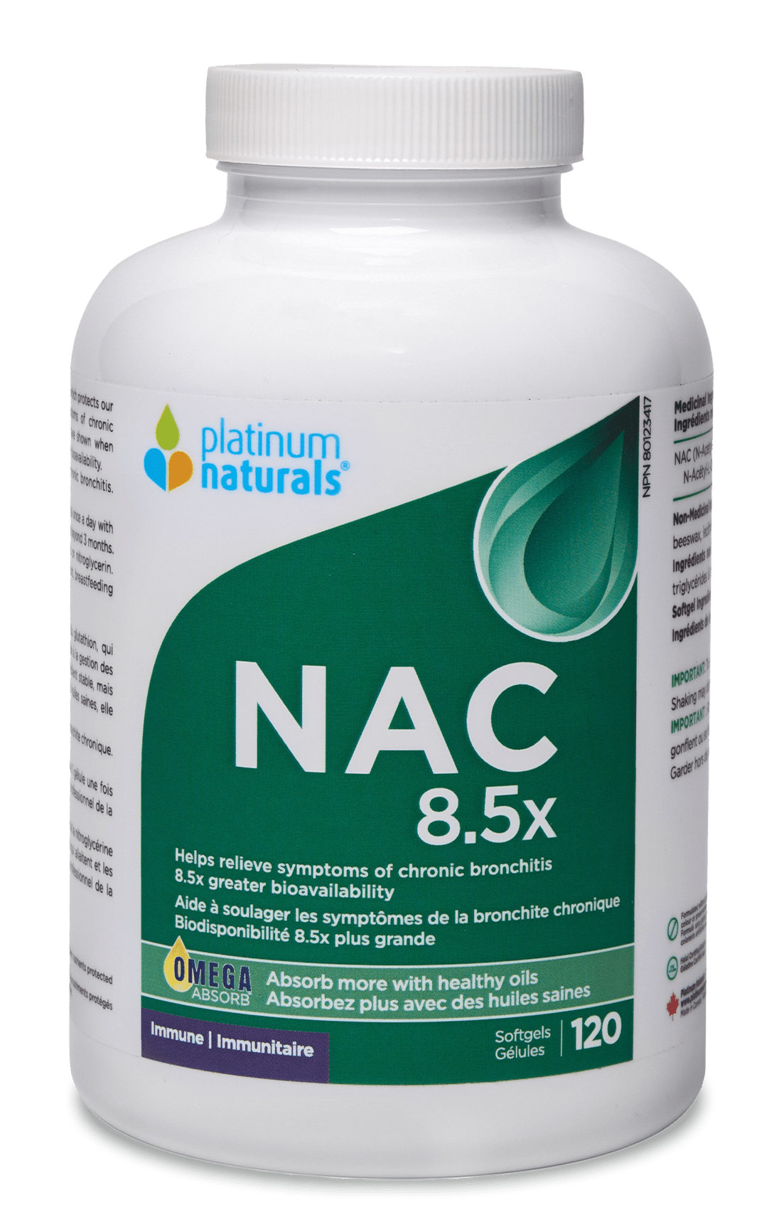 Platinum Naturals-NAC 8.5x (N-Acetyl-L-Cysteine) 120 gels