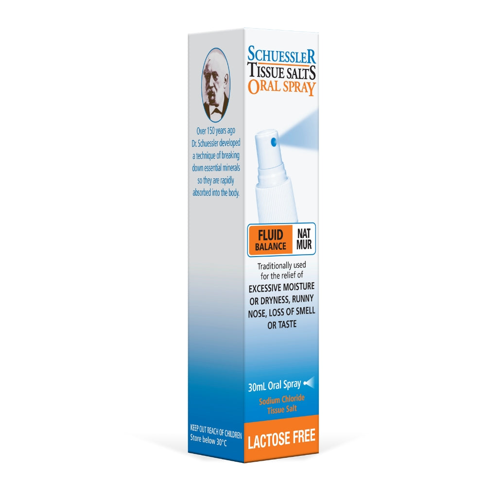 SCHUESSLER TISSUE SALTS - ORAL SPRAYS Nat Mur 6x (30ml Oral Spray)