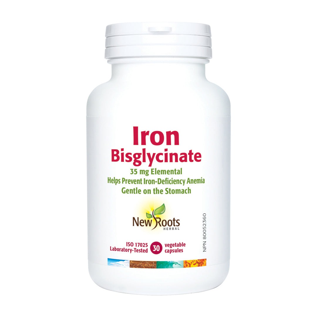 NEW ROOTS Iron Bisglycinate 35 mg Elemental Iron 60 capsules