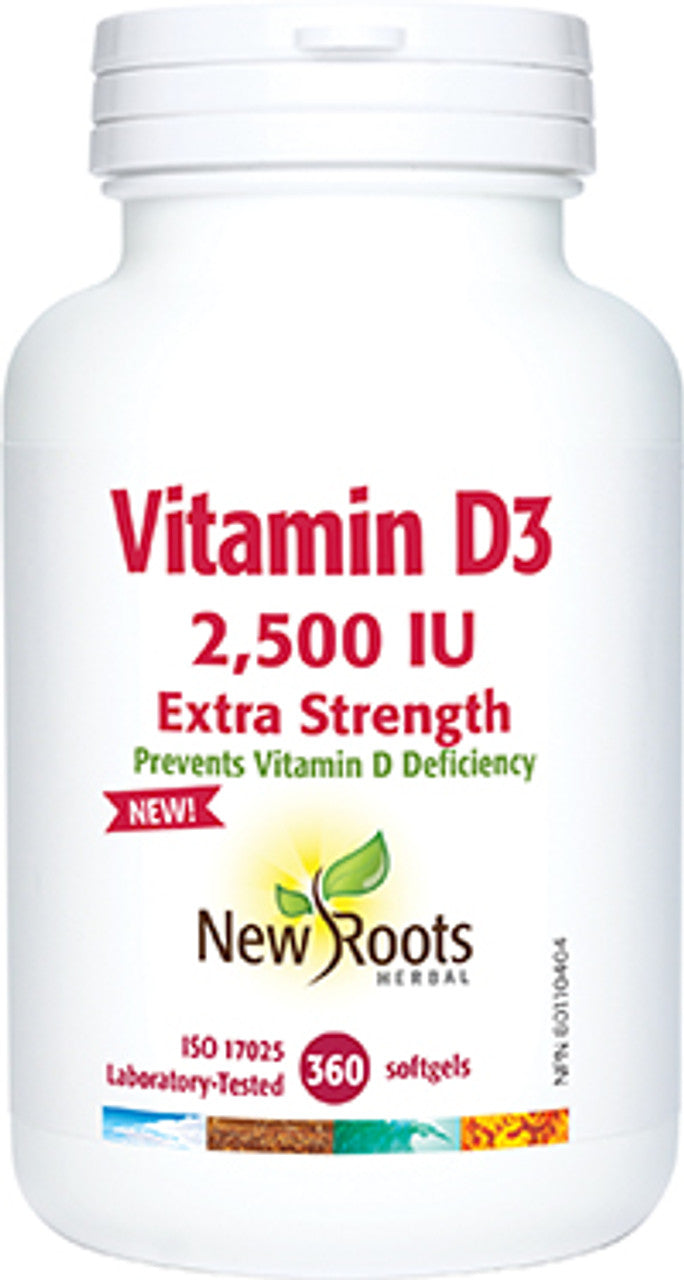 NEW ROOTS Vitamin D3 2,500 IU · Extra Strength 360 softgels