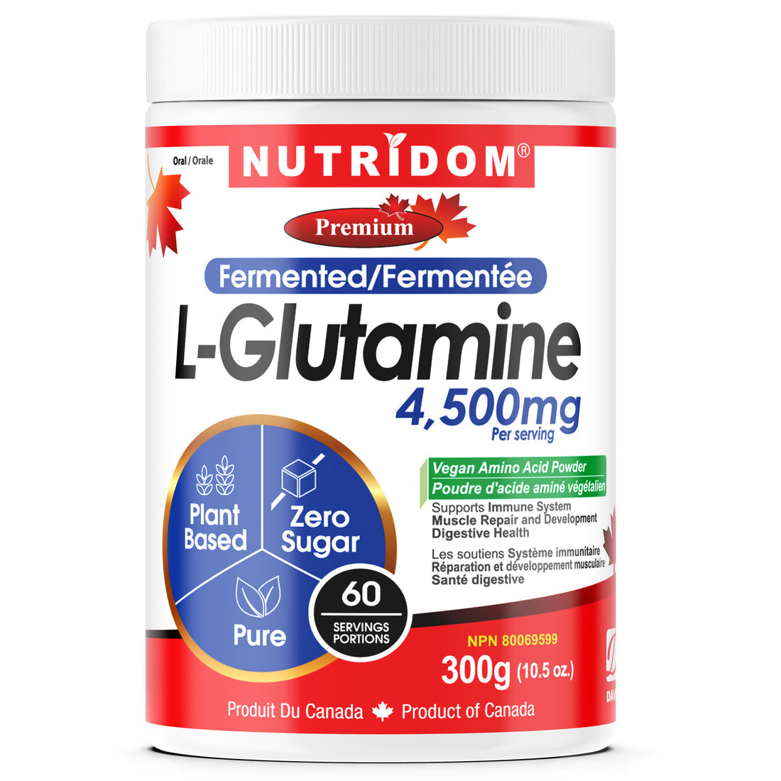 NUTRIDOM® L-Glutamine (Fermented) Powder 300g - Vegan