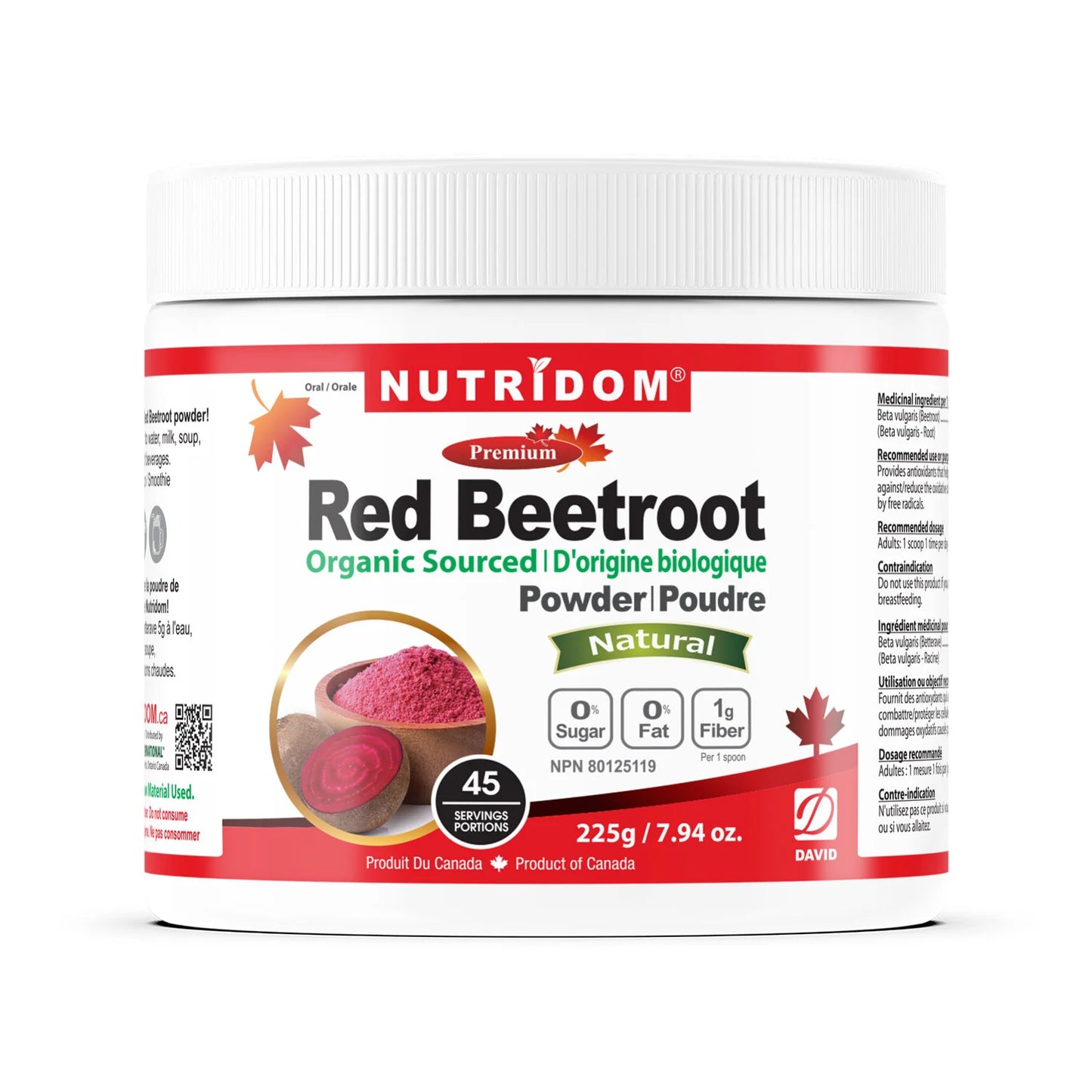 NUTRIDOM® Red Beetroot Powder 225g - Organic *