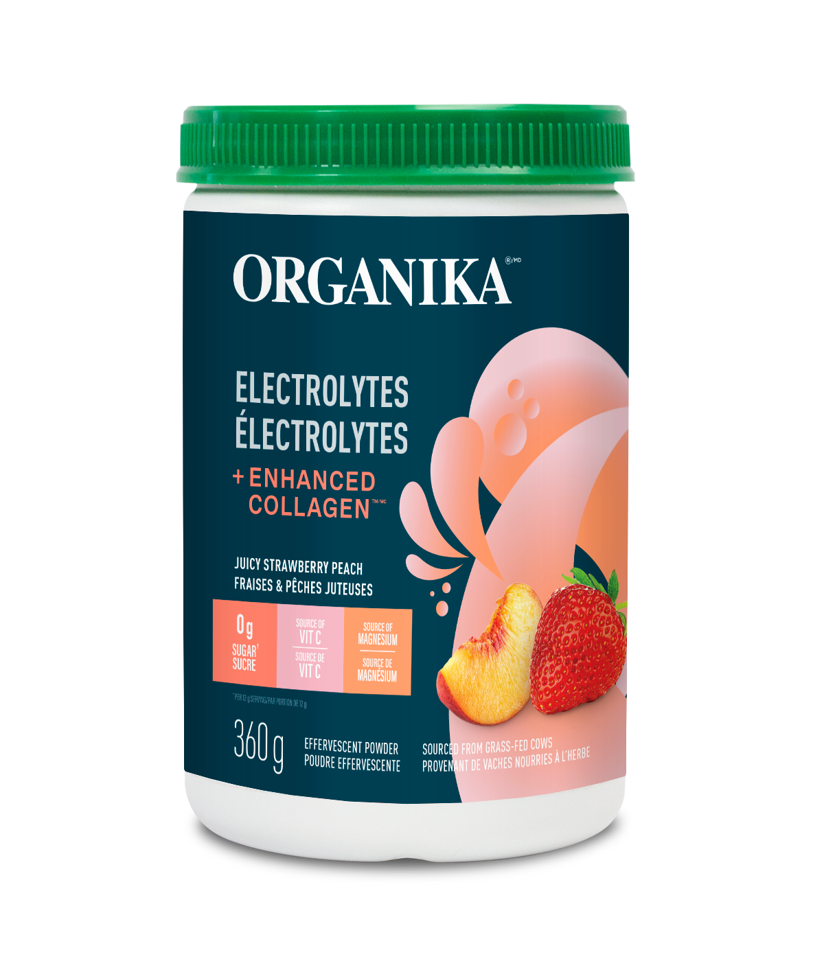 Organika   ELECTROLYTES COLLAGEN STRAWBERRY PEACH 360G