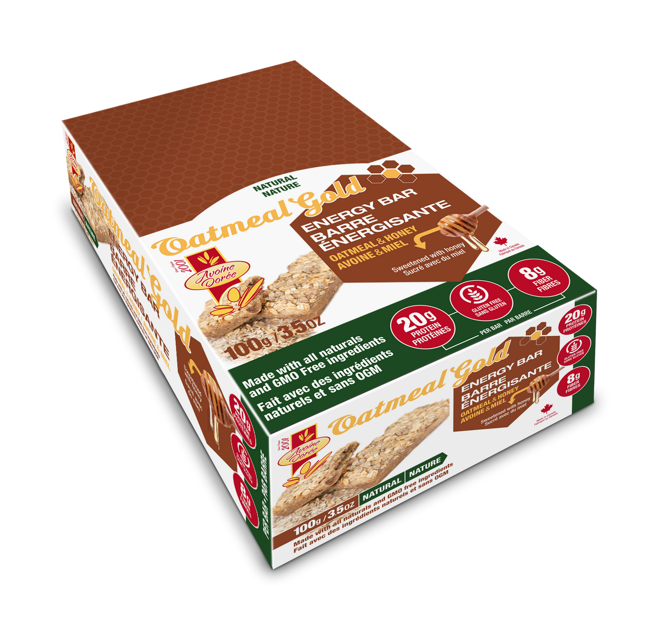 AVOINE DOREE OATMEAL & HONEY ENERGY BAR NATURAL 100g - 12/box