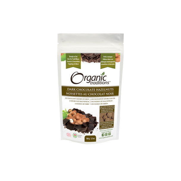 Organic Traditions Hazelnuts, Dark Chocolate 100g