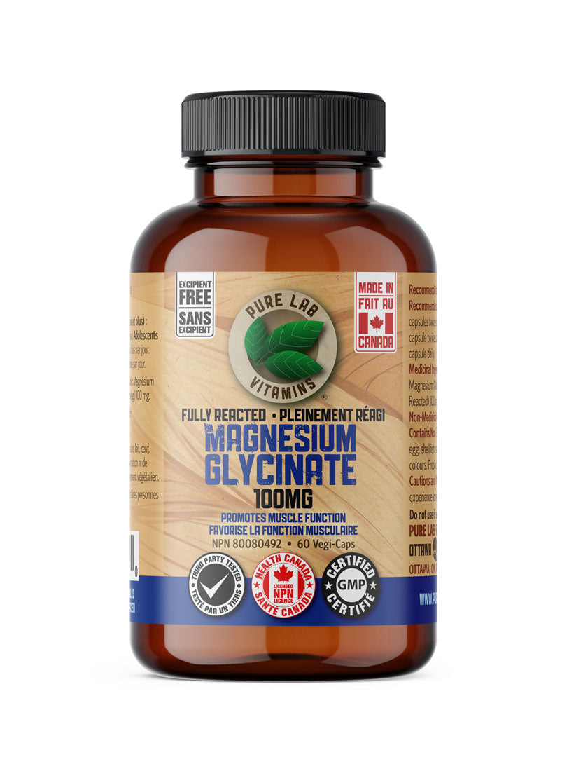 Pure Lab Vitamins Magnesium Glycinate Fully Reacted 100mg - 60 vegi caps