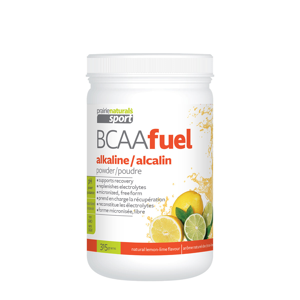 PrairieNaturals BCAA Fuel pH-Balanced Branch-Chain Aminno Acids - Lemon Lime 315g