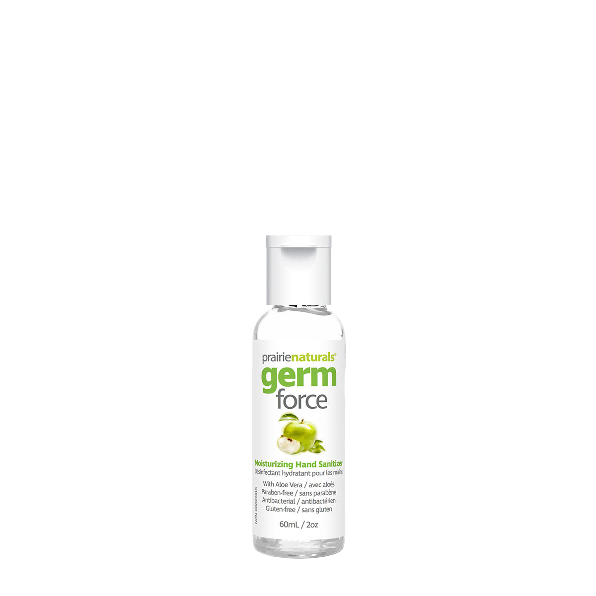 PrairieNaturals Germ-Force Moisturizing Paraben-Free Hand Sanitizer - Green Apple 60mL x 6